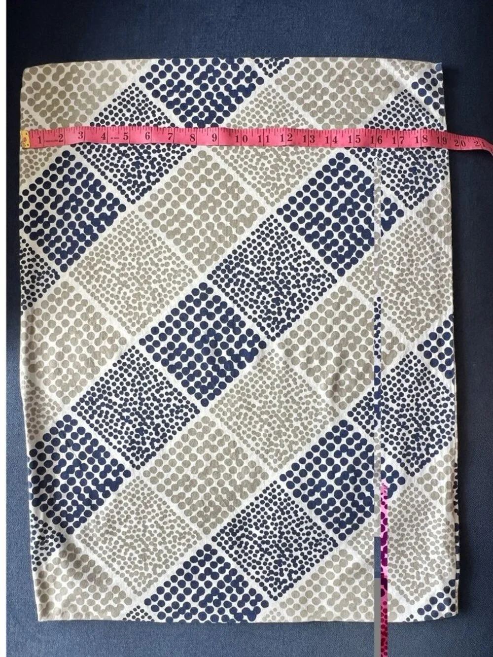 Martha Stewart PAIR Pillowcases Standard Blue Tan White Dots 100% Cotton Bedding